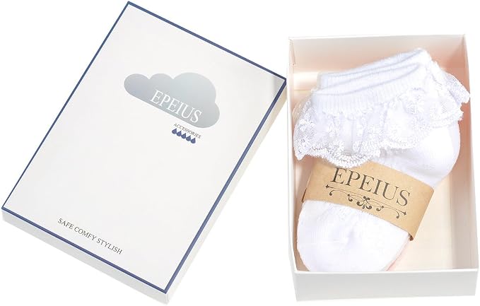 EPEIUS Baby Girl Ruffle Socks, Eyelet Frilly Lace Socks - Image 6