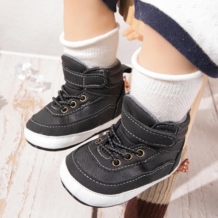 Meckior Toddler Baby Boys Girls High Tops Ankle Sneakers Soft Anti-Slip Sole PU - Image 2