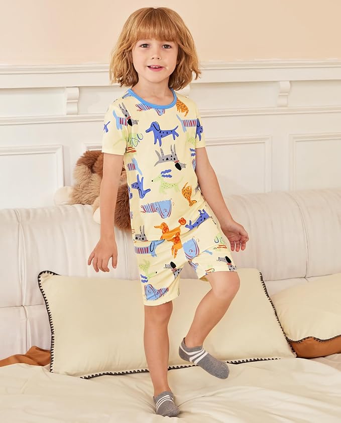 babee Reshinee Bamboo Viscose Toddler Boys Pajamas Set, Short Sleeve Kids - Image 3