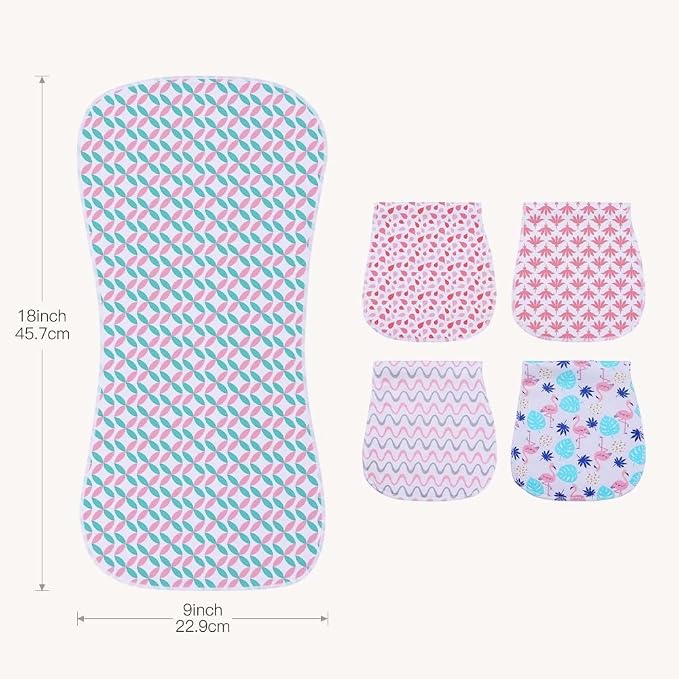 6 Pack Cotton Baby Burp Cloths Extra Absorbent Soft - Image 4