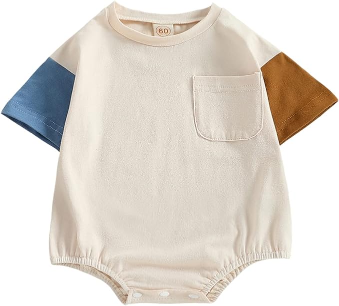 Twopumpkin Baby Bubble Romper Boy Oversized Bodysuit Retro Rompers Short Sleeve by Twopumpkin
