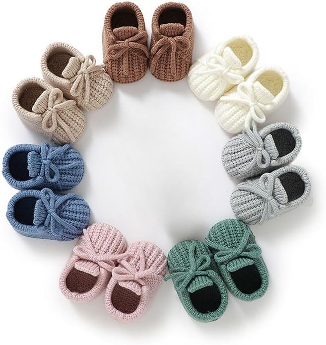Newborn Shoes, Baby Girls Boys Hand Knit Booties, Photography Props, Photoshoot - Image 5