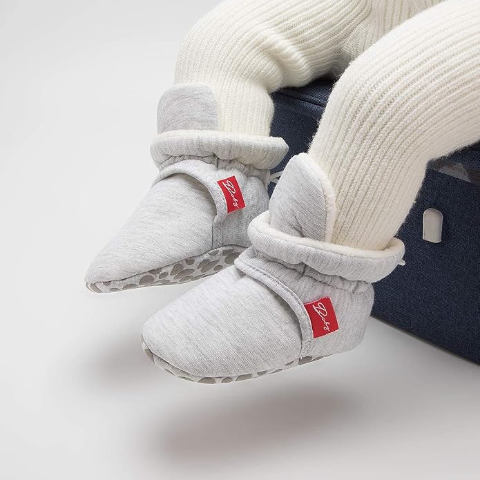Babelvit Newborn Baby Boy Girl Soft Fleece Booties Stay On Infant Slippers - Image 4