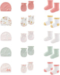 15 Pack Infant Hats Gloves Socks Unisex Baby Boy Girl Accessories Set Cotton New Born Caps Mittens