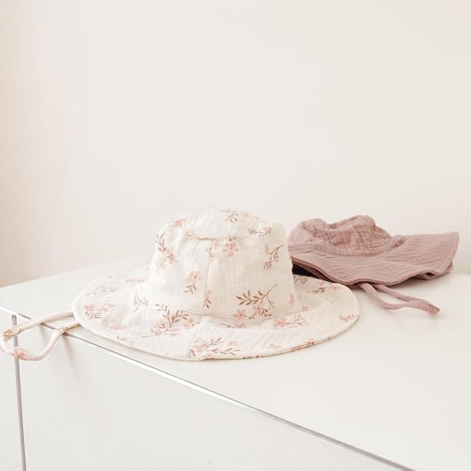 Konssy 2-Pack Muslin Baby Girl Sun Hats - Image 4