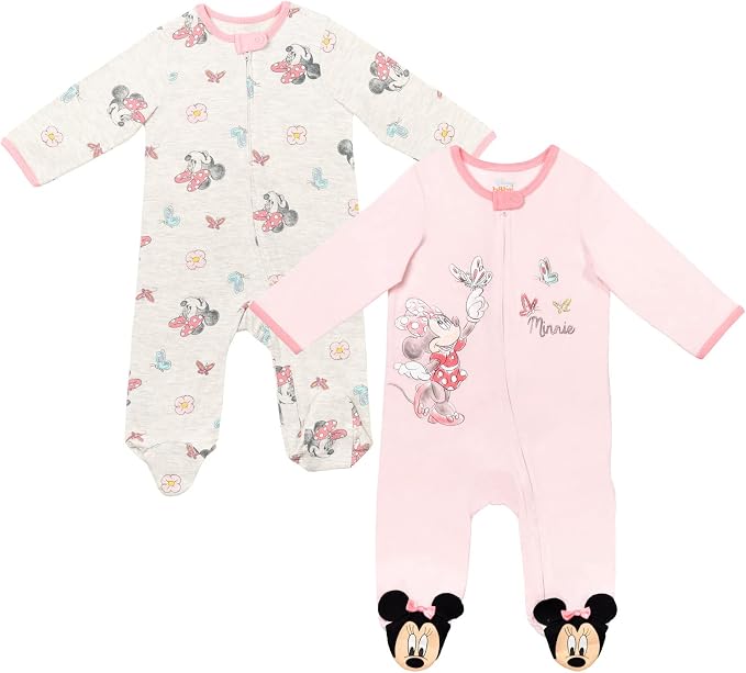 Disney Baby Girls' 2-Pack Footed Sleep N' Play Newborn to Infant by Disney