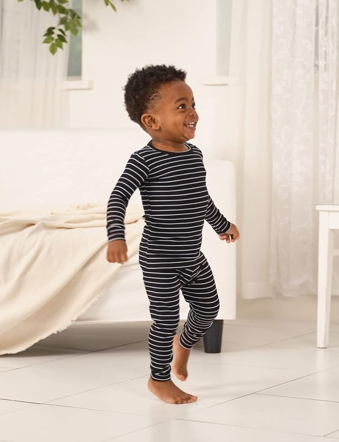 AVAUMA Stripe Pattern Baby Boys Girls Pajama Set Kids Toddler Snug fit Ribbed - Image 2