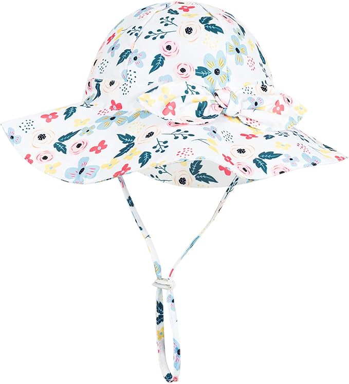 Baby Girl Sun Hat with UPF 50+ Outdoor Adjustable Beach Hat with Wide Brim by DANMY