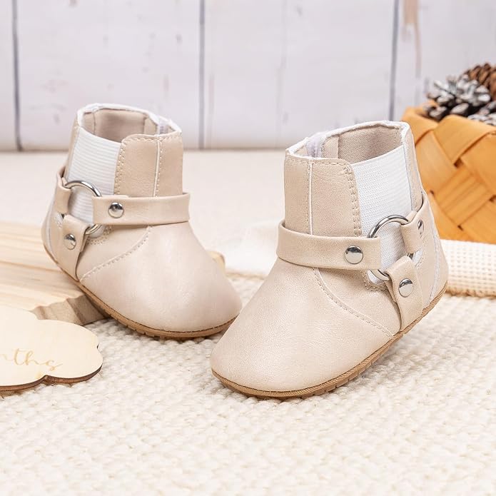 Meckior Baby Girls Cowboy Tassel Boots Side Zipper Moccasins Soft Bottom - Image 4