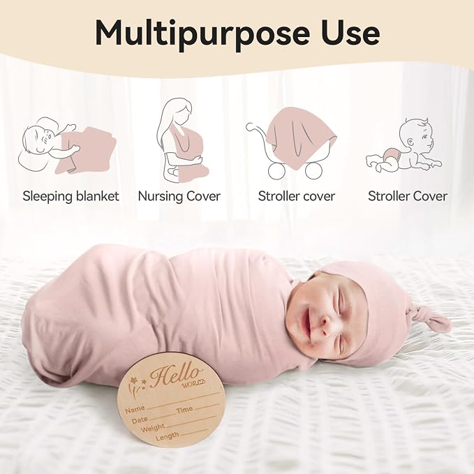 BubblePanda Rayon Made from Bamboo Newborn Swaddle Blankets 47 x 47 Inch | Baby - Image 4