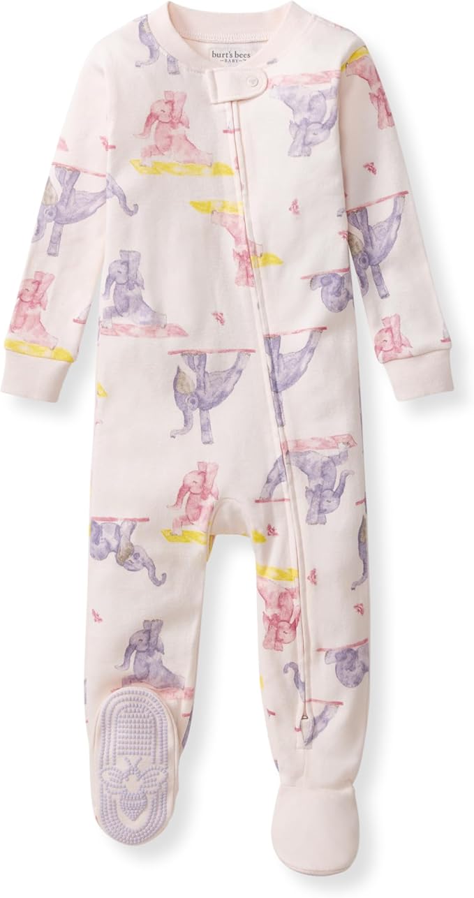 Burt's Bees Baby Girls Organic Cotton, Snug Fit Footed Sleeper Pajamas | by BurtsBeesBaby