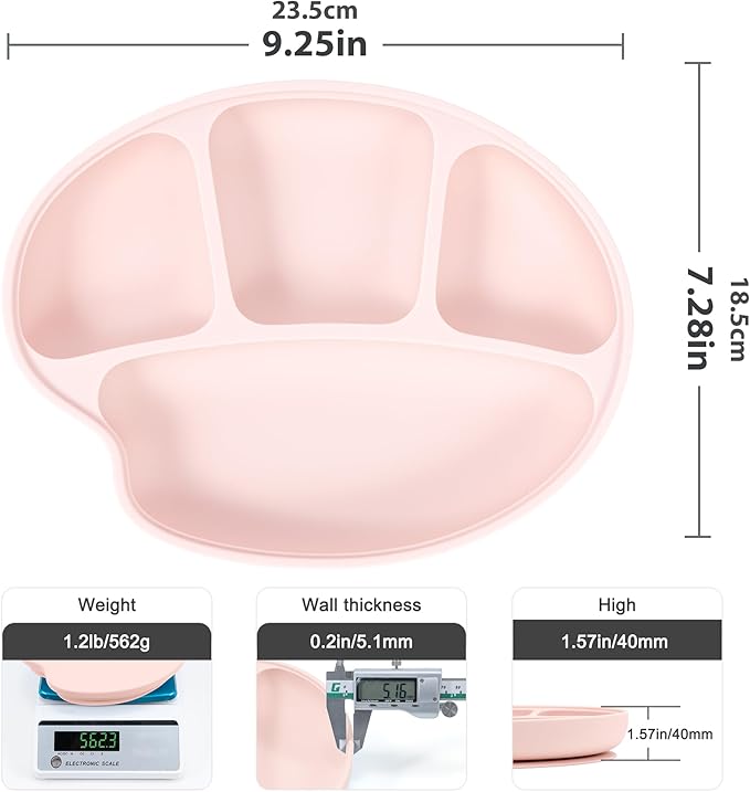Li&Zhao Baby Bowls with Suction - Suction Plates for Toddlers Toddler Plate Baby Plate Divided Design Kids Plates Baby Suction Plate with Lids Microwave & Dishwasher