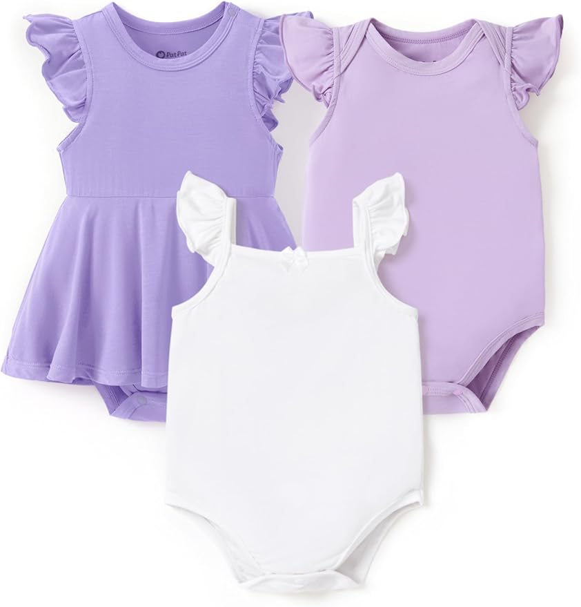 PATPAT Baby Girl Bamboo Viscose Bodysuits Set by PATPAT