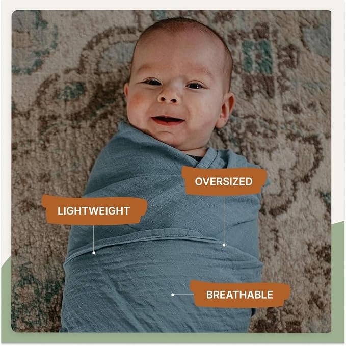 Parker Baby Co. Soft Muslin Baby Swaddle Blankets, 3 Pack - Image 3