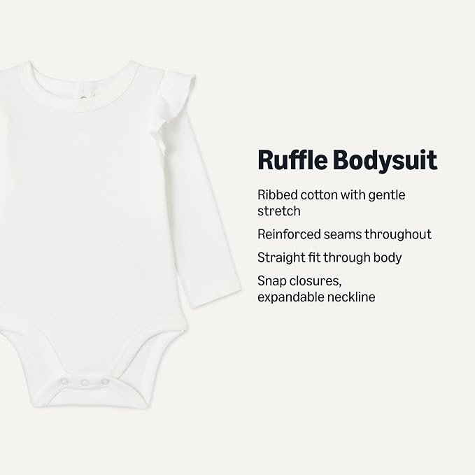 Amazon Essentials Baby Girls' Long-Sleeved Ruffle Bodysuits - Image 2