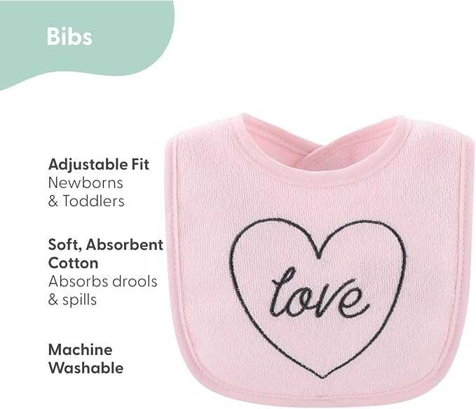 The Peanutshell Baby Girl Terry Bib Set of 10-100% Cotton, Absorbent Baby Bibs - Image 2