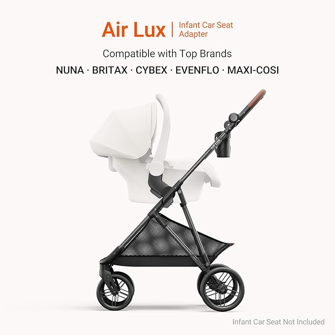 MAMAZING Air Lux Baby Stroller with Carbon Fiber Frame, One-Hand Fold & Reversible Seat, Magnetic 5-Pt Harness, Car Seat Adapter, 15.8lbs, Dark Navy