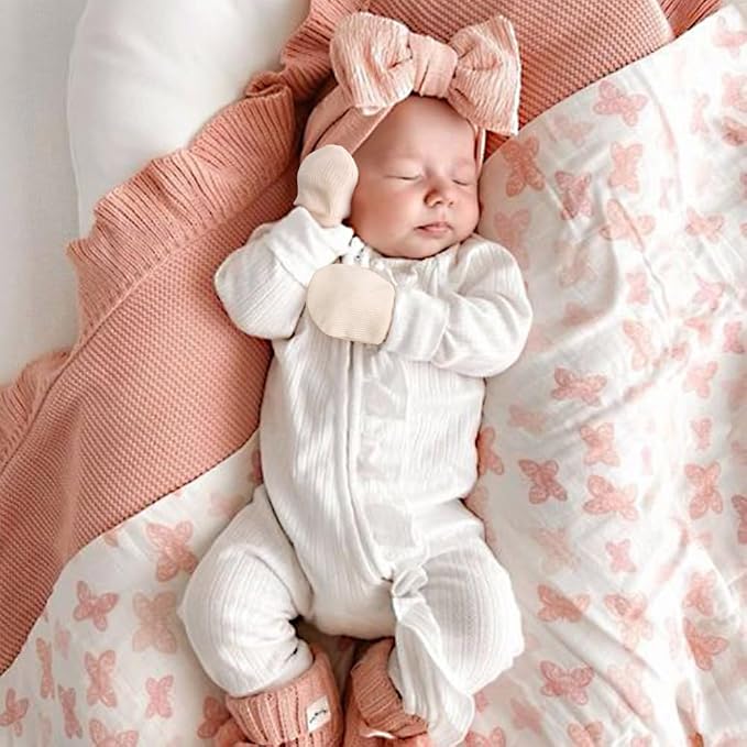 AQOKKA Newborn Baby Mittens No Scratch Cotton Elastic Wrist Gloves Infant - Image 3