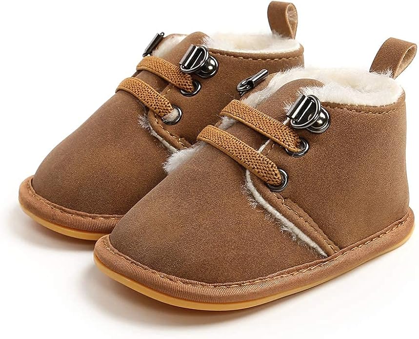 Baby Boys Girls Booties Fleece Anti-Slip Soft Sole Boots Toddler First Walker - Image 3