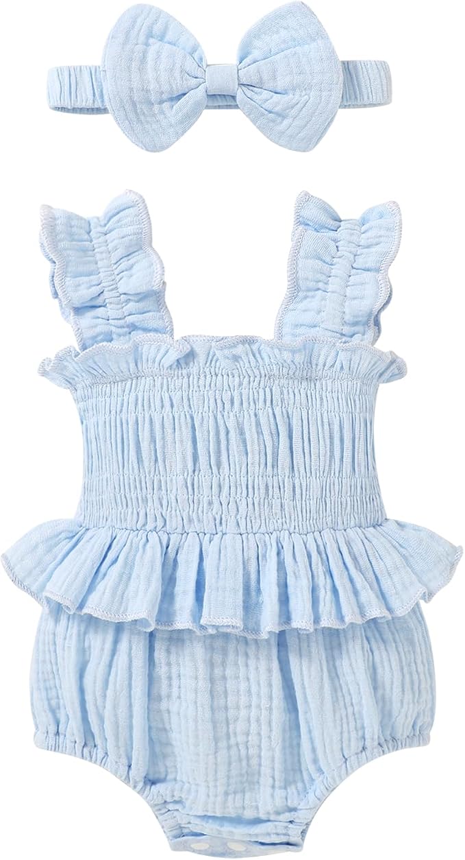 YOUNGER TREE Baby girl Romper Infant Summer Clothes Ruffle Sleeveless One Piece by YOUNGERTREE