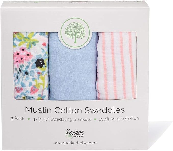 Parker Baby Co. Soft Muslin Baby Swaddle Blankets, 3 Pack - Image 8