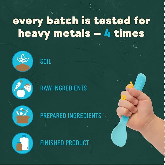 Babylife Organics Stage 2 - Spinach, Apple, Pear & Blueberry, 3.5 Ounce Pouch (6 Pack) - Heavy Metal Safe, Organic Baby Food