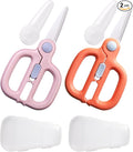 Ceramic Baby Food Scissors Kids with Travel Case, Toddler Scissors with Safety Lock, Ideal for Pizza, Meats, Noodles, Vegetables, and Fruits (A/B)