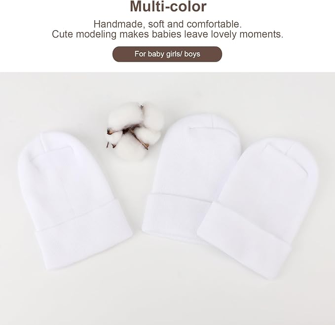Newborn Baby Girl Hats with Bow No Scratch Cotton Toddler Infant Hat Beanie - Image 5