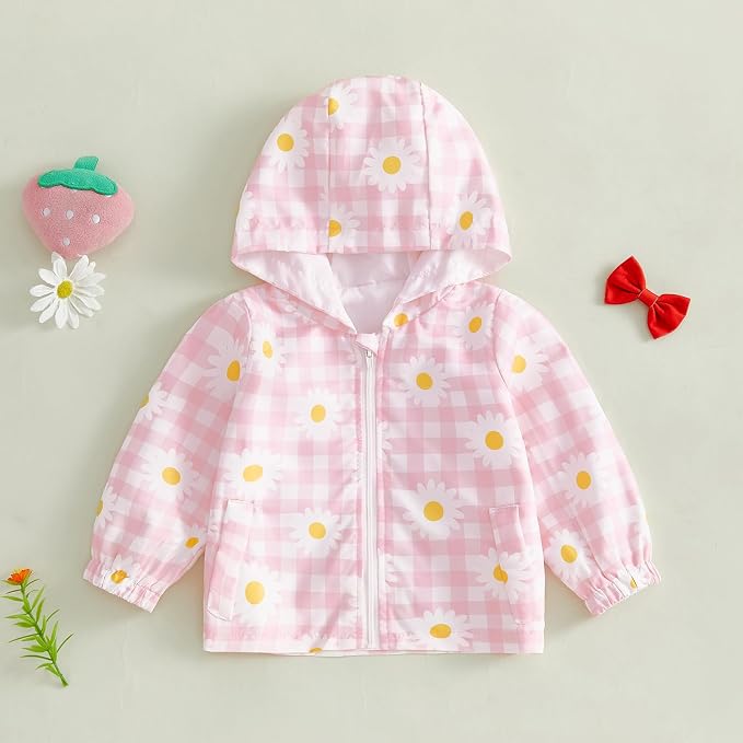 Toddler Windbreaker Jacket Baby Girl Hooded Zip Up Sweatshirt Winter Jacket - Image 5