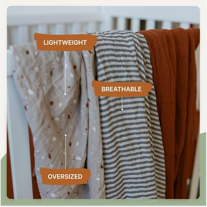 Parker Baby Co. Soft Muslin Baby Swaddle Blankets, 3 Pack - Image 3