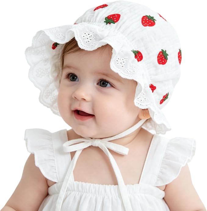 Baby-Girl Soft Breathable-Bonnet Newborn-Infant-Eyelet-Beanie Lace-Sun-Hat | by HinyBoeh