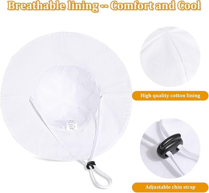 Baby Girl Sun Hat with UPF 50+ Outdoor Adjustable Beach Hat with Wide Brim - Image 6