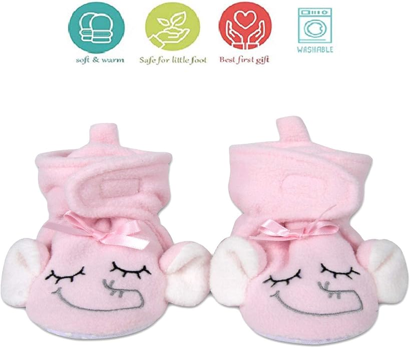 Cozy Fleece Baby Booties- Sherpa Baby Crib Booties Soft Soled Winter Shoes - Image 5