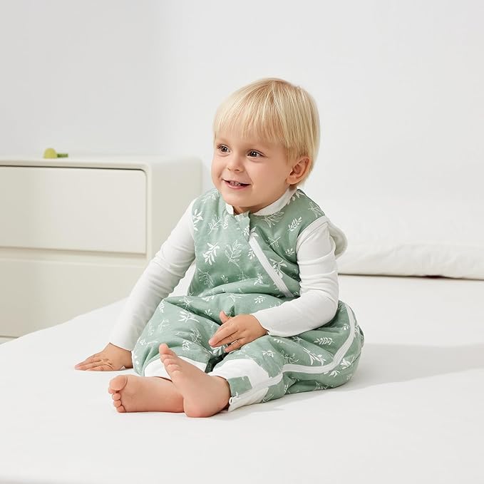 Duomiaomiao 2.5 TOG Toddler Sleep Sack 24-36 Months 100% Cotton Winter Side Open Zipper Baby Sleep Sack with Feet, Warm Toddler Wearable Blanket