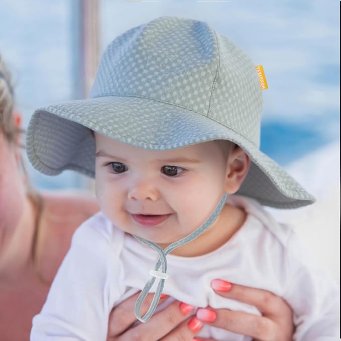 HONGTEYA Baby Sun Hat Wide Brim Adjustable Toddler Beach Bucket Hat | Soft - Image 5
