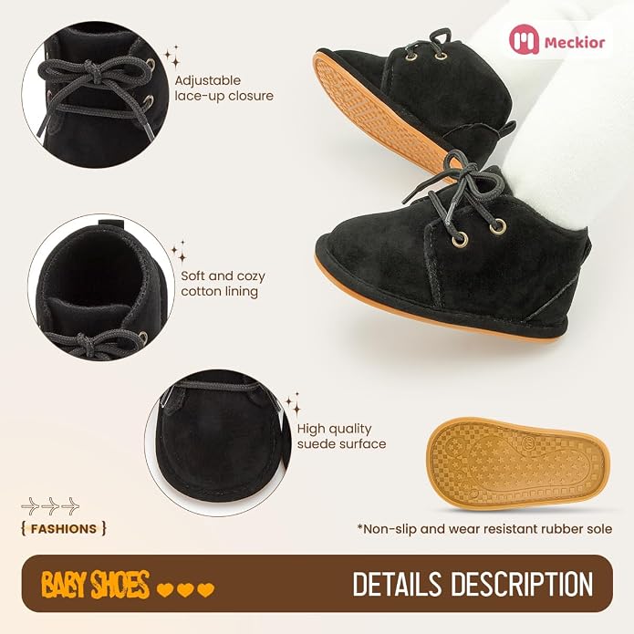 Meckior Baby Booties Newborn Infant Unisex Baby Girls Boys Velvet Rubber - Image 5