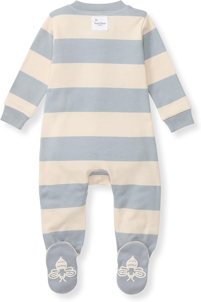 Burt's Bees Baby Boys' Organic Cotton, Sleep and Play Footed Pajamas | Easy zip - Image 2