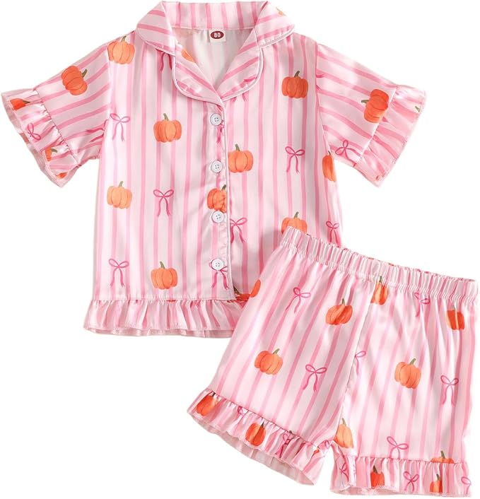 Kuriozud Toddler Baby Girl Pajamas Set Summer Floral Short Sleeve Button Down by Kuriozud