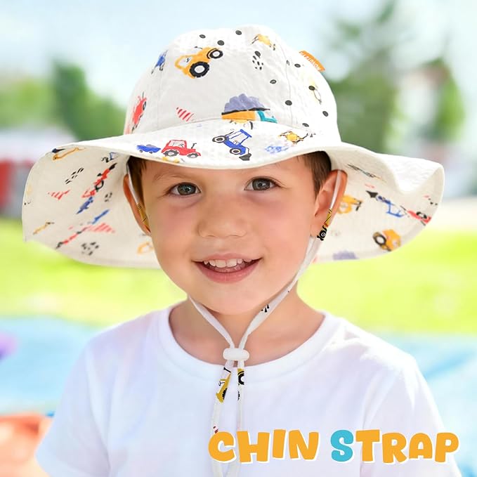 HONGTEYA Baby Sun Hat Wide Brim Adjustable Toddler Beach Bucket Hat | Soft - Image 4