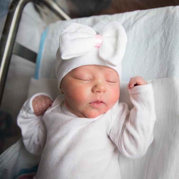 Newborn Baby Girl Hats with Bow No Scratch Cotton Toddler Infant Hat Beanie - Image 6