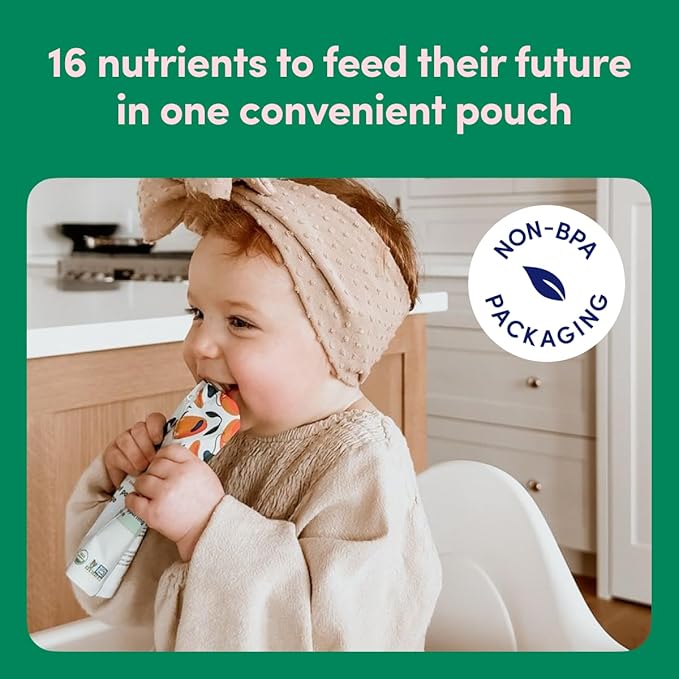 Cerebelly Organic Baby Food Pouches, White Bean Pumpkin Apple Purees, 16 Nutrients, No Added Sugar, Fiber & Non-GMO, 4oz, 6 Pack