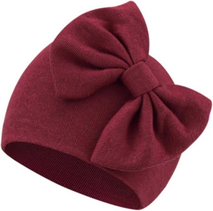 BQUBO Newborn Girls Hats Baby Hat and Mittens Set Infant Caps Bow Hospital - Image 9