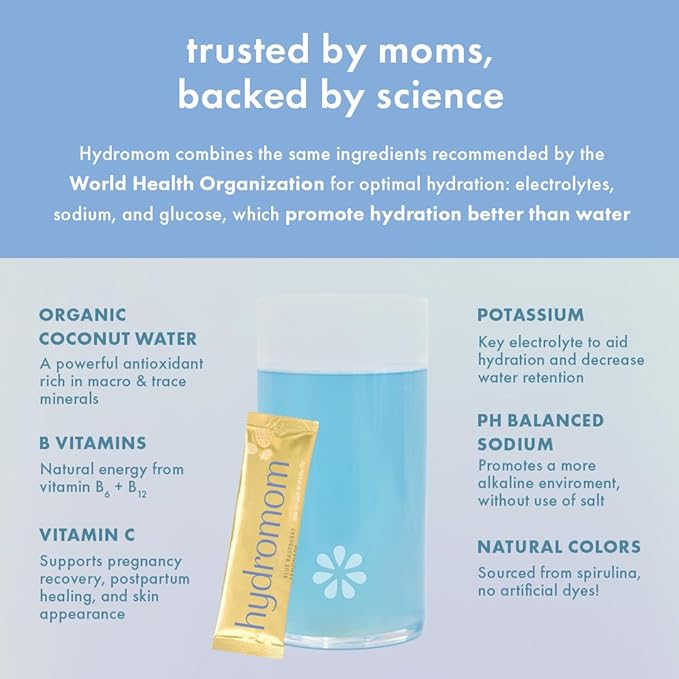 Boobie Hydromom Superfood Electrolyte Drink Mix, Watermelon Yuzu + Blue Raspberry Lemonade | Refreshing Energy, Hydration Boost | On-The-Go Travel Essential for Pregnancy, Lactation, & Beyond - 2 Pack