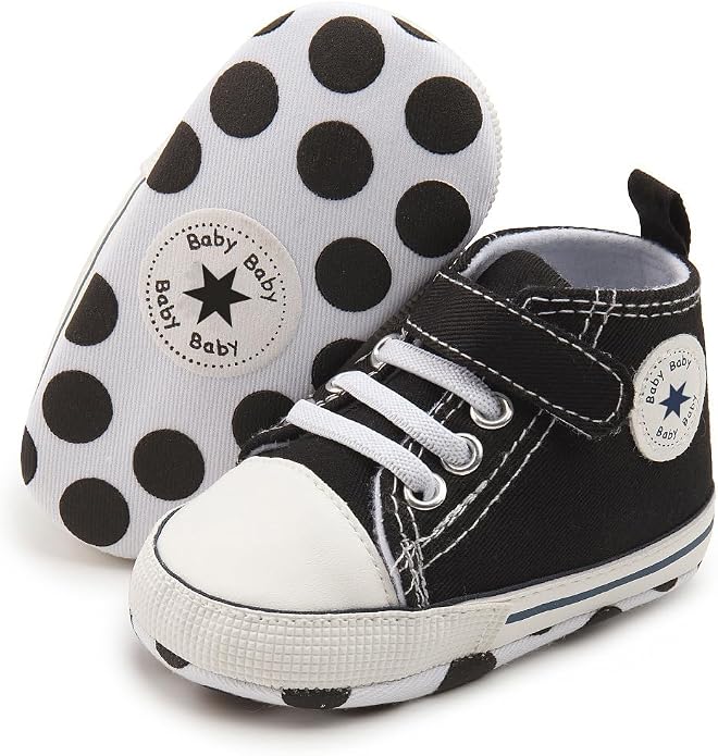 Unisex Baby Girls Boys Canvas High-top Shoes, Newborn Infant Anti-Slip Soft by KKIIDDSS