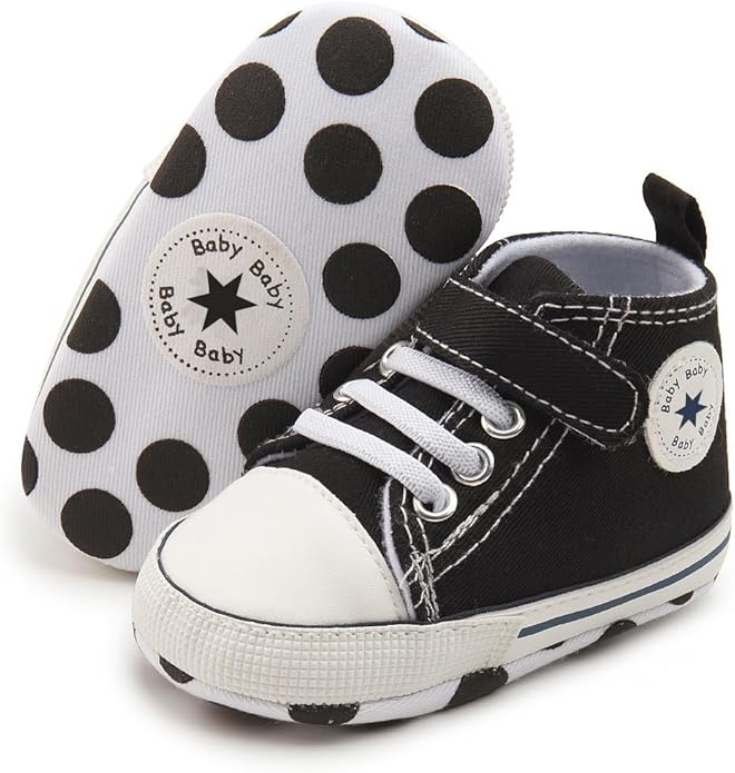 Unisex Baby Girls Boys Canvas High-top Shoes, Newborn Infant Anti-Slip Soft by KKIIDDSS