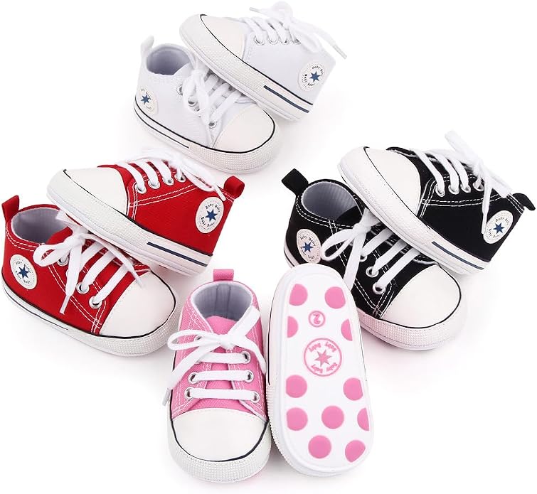 Unisex Baby Girls Boys Canvas High-top Shoes, Newborn Infant Anti-Slip Soft - Image 2
