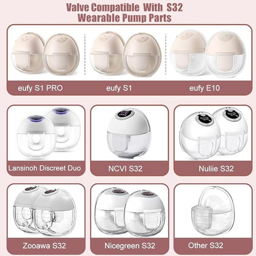 2pcs Silicone Diaphragms Compatible with eufy E10/S1/S1 Pro, Lansinoh Discreet Duo/NCVI S32/Nuliie S32/NICEGREEN Life S32/Zooawa S32 Breast Pump Replacement Parts, for Lansinoh Breast Pump Parts