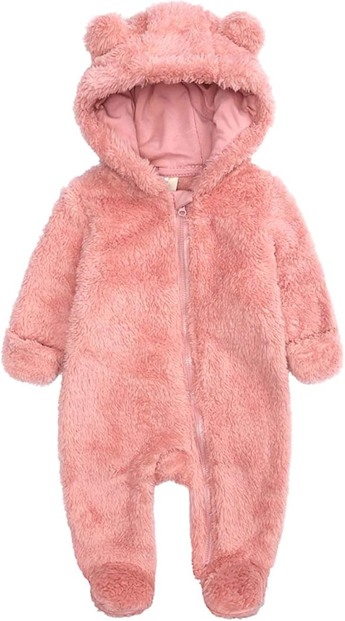Baby Hooded Fleece Romper Long Sleeve Onesie Outwear Outfits 0-12M | Fall by BabymineStartFromTheHeart