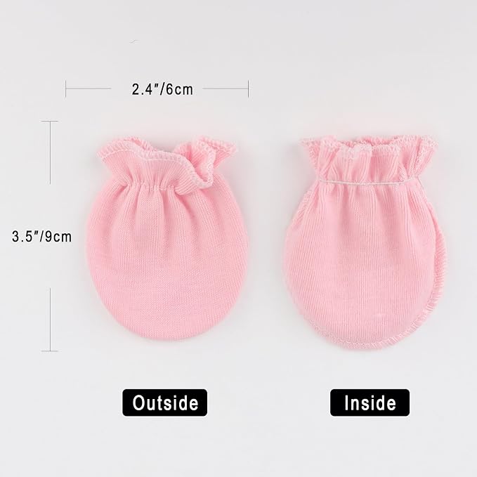 AQOKKA Newborn Baby Mittens No Scratch Cotton Elastic Wrist Gloves Infant - Image 4