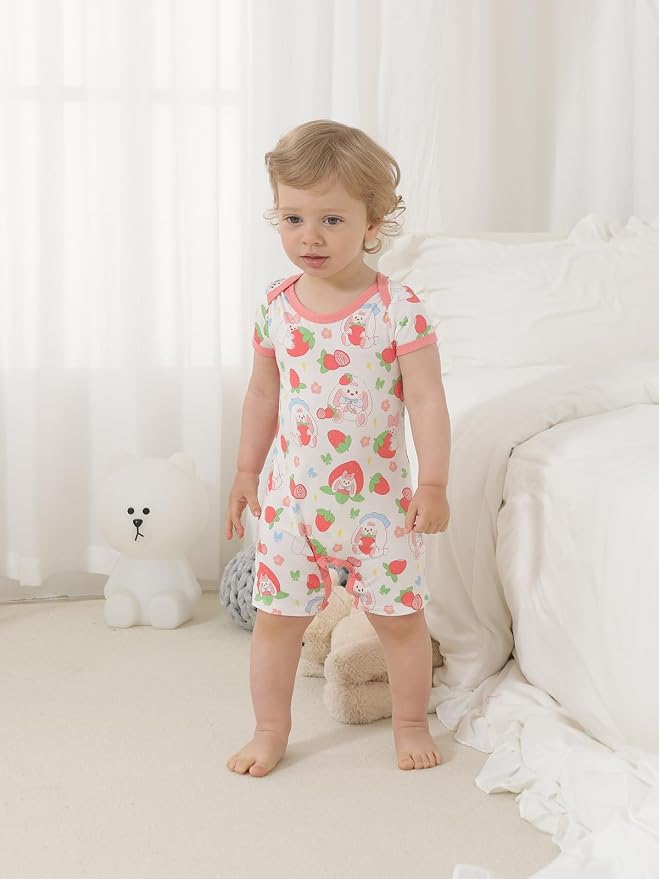 GUISBY Baby Rayon Romper Pajamas, 0-24M | Silky Soft Feel，Snap Closure，Footless - Image 8